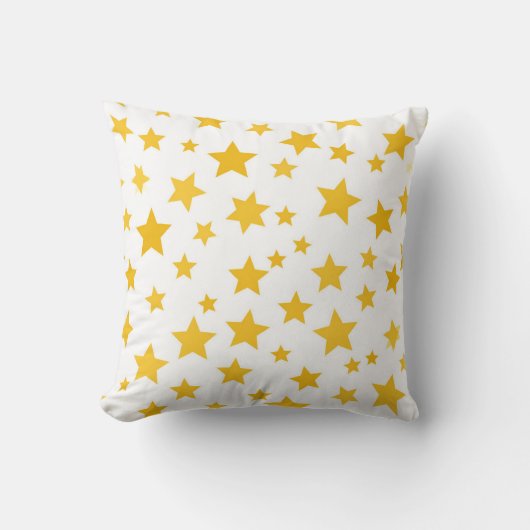 gold stars on white background クッション (正面)