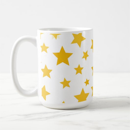gold stars on white background コーヒーマグカップ (左)