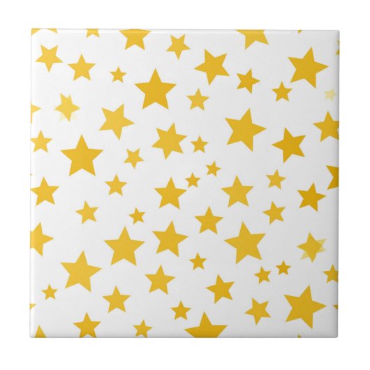 gold stars on white background タイル (正面)