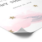 Gold Stars & Pink Clouds Baby Shower Welcome Sign ポスター (角)