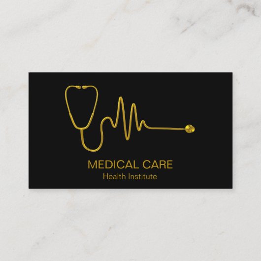 Gold Stethoscope ECG Wave EKG Line Medical Luxury 名刺 (正面)