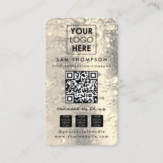 Gold Stone Connect with Us Social Media QR Code 名刺 (正面)