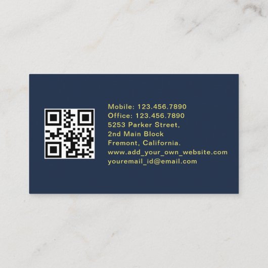 Gold stripe Taxi Driver Cab Transport blue QR CODE 名刺 (裏面)