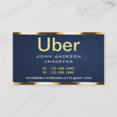 Gold stripe Taxi Driver Cab Transport blue QR CODE 名刺 (正面)