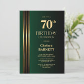 Gold Striped Black Green 70th Birthday Party 招待状 (スタンド正面)