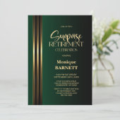 Gold Striped Black Green Surprise Retirement Party 招待状 (スタンド正面)