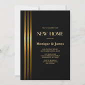 Gold Striped Black Housewarming Party 招待状 (正面)