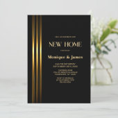 Gold Striped Black Housewarming Party 招待状 (スタンド正面)