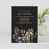 Gold Striped High Heel Shoes Birthday Party 招待状 (スタンド正面)