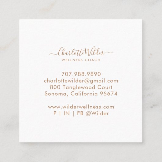 Gold Sun Wellness Coach スクエア名刺 (裏面)