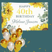 Gold Sunflower 40th Birthday Party Banner 横断幕