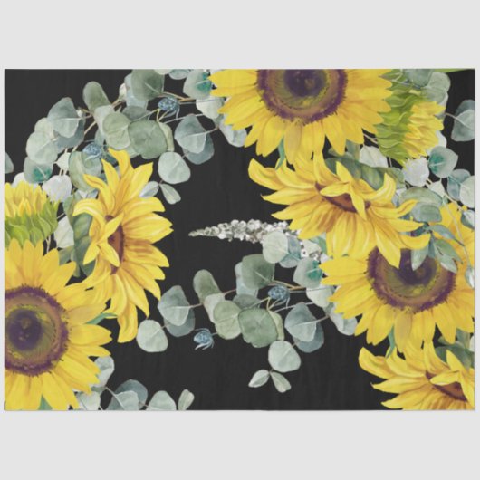 Gold Sunflower Eucalpytus Greenery 薄葉紙 (正面)