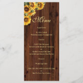 Gold Sunflowers rustic floral Menu メニュー (正面)