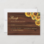 Gold Sunflowers rustic floral RSVP card (正面)
