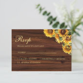 Gold Sunflowers rustic floral RSVP card (スタンド正面)