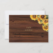Gold Sunflowers rustic floral RSVP card (裏面)
