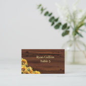Gold Sunflowers rustic Place Cards プレイスカード (スタンド正面)