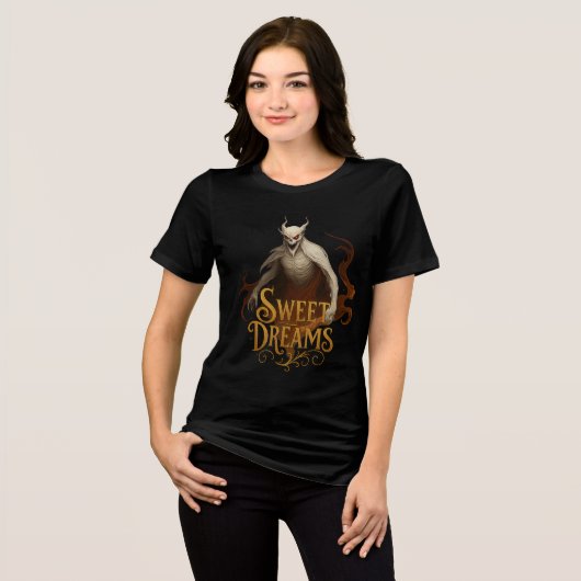 Gold “Sweet Dreams” Demon Horror Artwork トライブレンドTシャツ (正面全面)