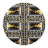 Gold Swirl Black Luxury Monochrom Hardware Dresser セラミックノブ (正面)