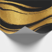 Gold Swirl on Black Pattern – Elegant Luxury Gift  ラッピングペーパー (角)