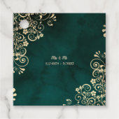 Gold Swirls Emerald Green Wedding  フェイバータグ (正面)