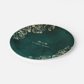 Gold Swirls Emerald Green Wedding  ペーパープレート (アングル)