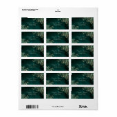 Gold Swirls Emerald Green Wedding ラベル (フルシート)