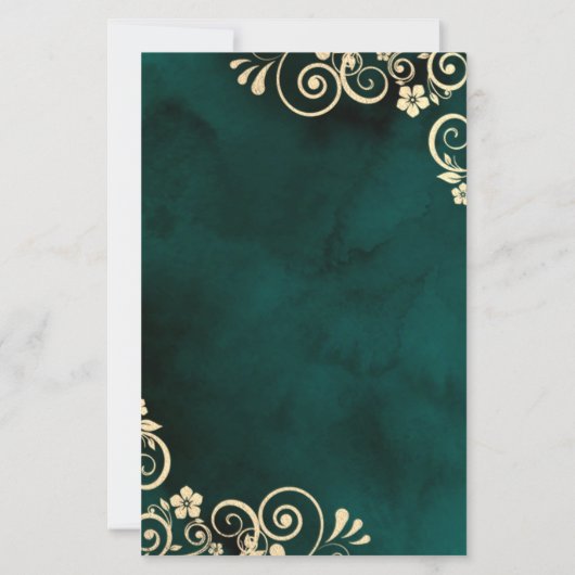 Gold Swirls Emerald Green Wine Glass Wedding (裏面)