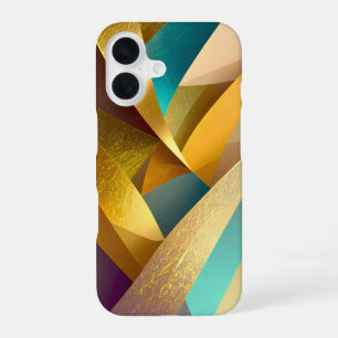 Gold Teal Abstract Art iPhone 16ケース