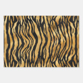 Gold Teal Black Tiger Stripe Pattern Abstract ラッピングペーパーシート (正面2)