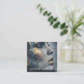 Gold Teal Hair Makeup and Lash Branding Design スクエア名刺 (スタンド正面)