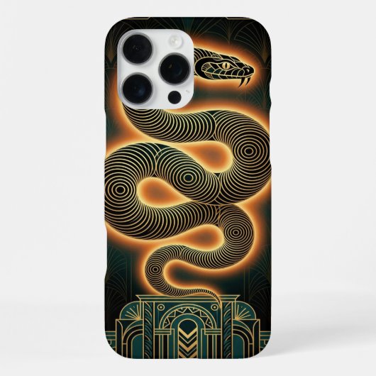 Gold Teal iPhone 16 Pro Max Case | Mystical Snake iPhoneケース (裏面)