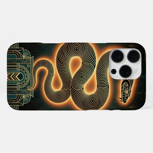 Gold Teal iPhone 16 Pro Max Case | Mystical Snake  iPhoneケース (裏面横)