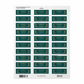 Gold Teal Medieval Fantasy Sword Wedding Label ラベル (フルシート)