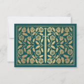 Gold Teal Medieval Sword Wedding RSVP (裏面)