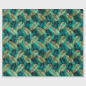 Gold Teal Palm Leaves | Luxe Tropical Pattern ラッピングペーパー (フラット)