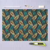 Gold Teal Palm Leaves | Luxe Tropical Pattern 薄葉紙 (クラフト)
