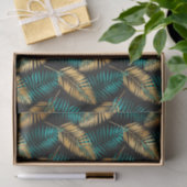 Gold Teal Palm Leaves | Luxe Tropical Pattern 薄葉紙 (ギフト)