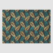 Gold Teal Palm Leaves | Luxe Tropical Pattern 薄葉紙 (正面)
