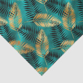 Gold Teal Palm Leaves | Luxe Tropical Pattern 薄葉紙 (詳細)