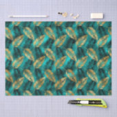 Gold Teal Palm Leaves | Luxe Tropical Pattern 薄葉紙 (クラフト)
