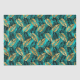 Gold Teal Palm Leaves | Luxe Tropical Pattern 薄葉紙