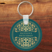 Gold Teal Sword Bridesmaid Royal Wedding Gift キーホルダー (正面)