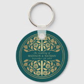 Gold Teal Sword Bridesmaid Royal Wedding Gift キーホルダー (裏面)