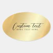Gold Template Your Custom Text Elegant Handwritten 楕円形シール (正面)