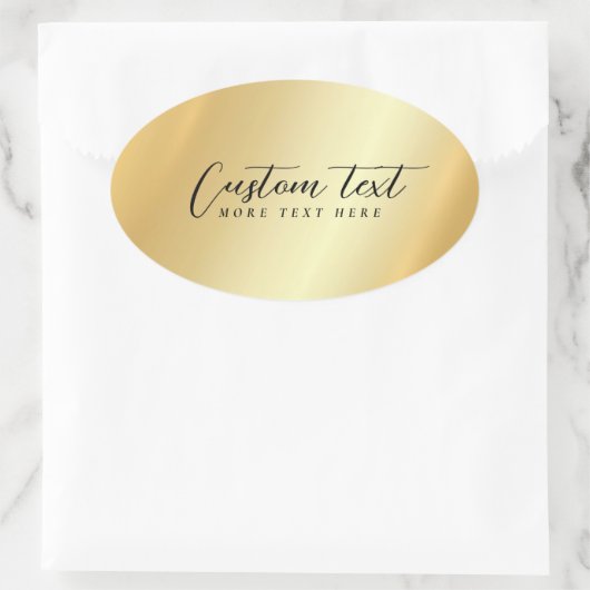Gold Template Your Custom Text Elegant Handwritten 楕円形シール (バッグ)