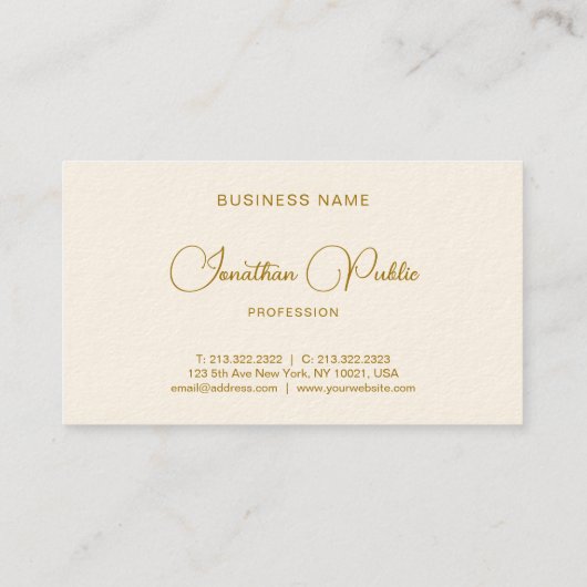 Gold Text Handwritten Name Luxury Signature Cream 名刺 (裏面)