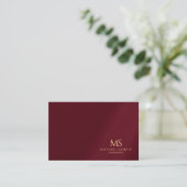 Gold Text Monogram Template Luxe Bordeaux Elegant 名刺 (スタンド正面)