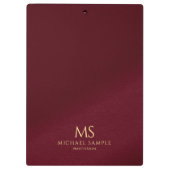 Gold Text Name Monogram Personalized Elegant Red クリップボード (裏面)