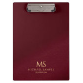 Gold Text Name Monogram Personalized Elegant Red クリップボード (正面)